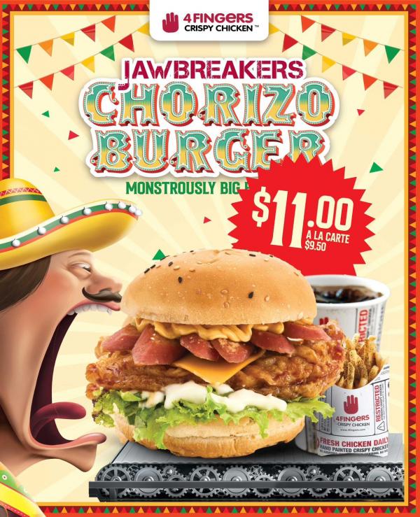 4Fingers Chorizo Chicken Sausage Burger 4Fingers Chorizo Chicken Sausage Burger