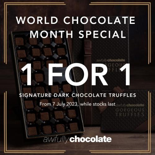 Awfully Chocolate World Chocolate Month 1-For-1 Signature Dark Chocolate Truffles (7 Jul 2023 onwards) Awfully Chocolate World Chocolate Month 1-For-1 Signature Dark Chocolate Truffles (7 Jul 2023 onwards)