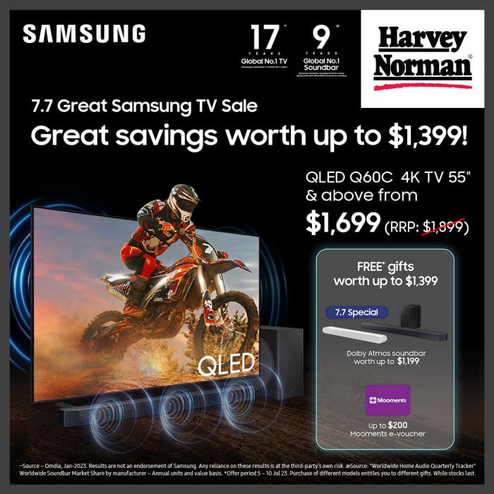Harvey Norman Samsung 7.7 Great TV Sale (5 Jul 2023 - 10 Jul 2023) Harvey Norman Samsung 7.7 Great TV Sale (5 Jul 2023 - 10 Jul 2023)