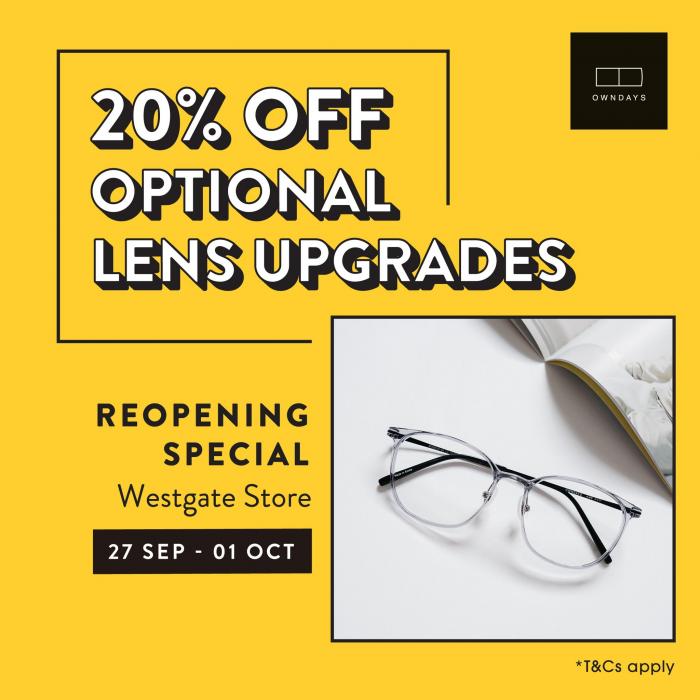 OWNDAYS Westgate ReOpening Promotion (27 Sep 2023 - 1 Oct 2023) OWNDAYS Westgate ReOpening Promotion (27 Sep 2023 - 1 Oct 2023)