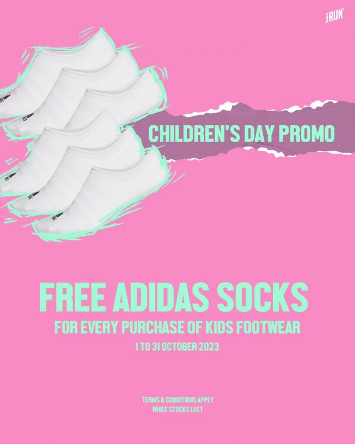 I Run Children's Day Promotion FREE Adidas Socks (1 Oct 2023 - 31 Oct 2023) I Run Children's Day Promotion FREE Adidas Socks (1 Oct 2023 - 31 Oct 2023)