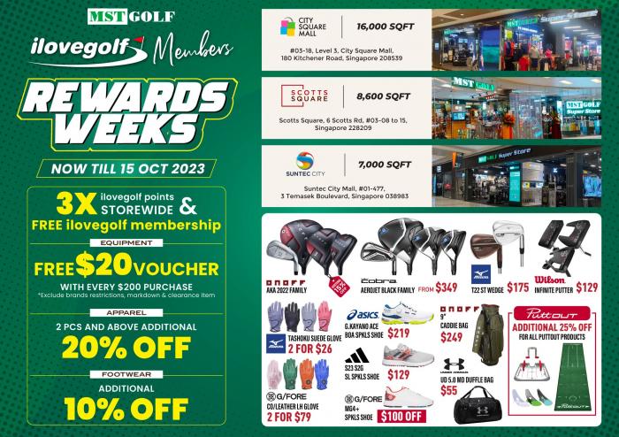 MST Golf ilovegolf Members Rewards Weeks Promotion (valid until 15 Oct 2023) MST Golf ilovegolf Members Rewards Weeks Promotion (valid until 15 Oct 2023)