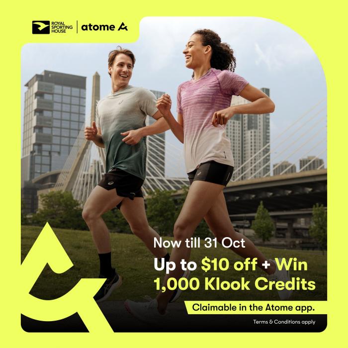 Royal Sporting House Atome Promotion Up To $10 OFF + Win 1,000 Klook Credits (valid until 31 Oct 2023) Royal Sporting House Atome Promotion Up To $10 OFF + Win 1,000 Klook Credits (valid until 31 Oct 2023)