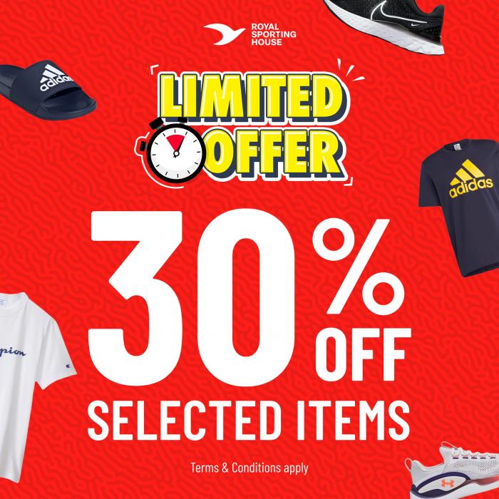 Royal Sporting House 30% OFF Selected Items Promotion Royal Sporting House 30% OFF Selected Items Promotion