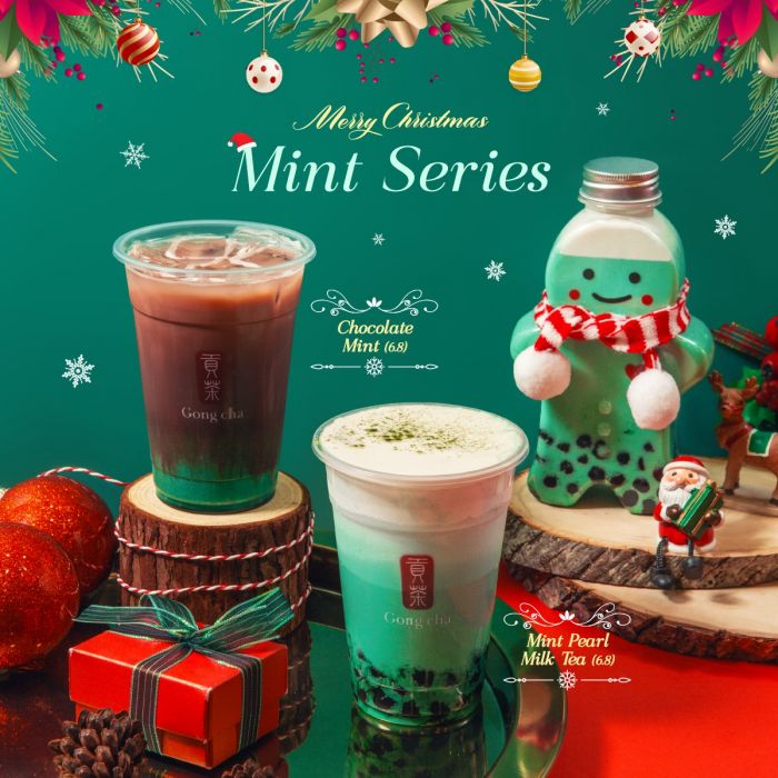 Gong Cha Mint Series Chocolate Mint & Mint Pearl Milk Tea
