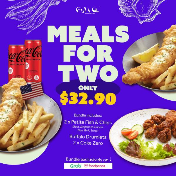 Fish & Co Meal For Two @ $32.90 Promotion on GrabFood and Foodpanda Fish & Co Meal For Two @ $32.90 Promotion on GrabFood and Foodpanda