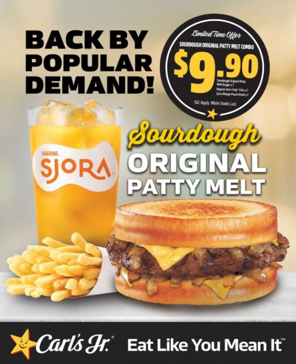 Carl's Jr. Sourdough Original Patty Melt Burger Carl's Jr. Sourdough Original Patty Melt Burger