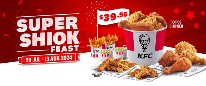 KFC National Day Promotion: Super Shiok Feast (29 Jul 2024 - 13 Aug 2024) KFC National Day Promotion: Super Shiok Feast (29 Jul 2024 - 13 Aug 2024)