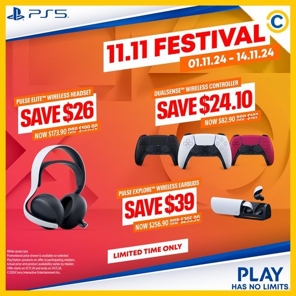 COURTS PlayStation 11.11 Sale: Massive Discounts on PS5, VR2 & Accessories – Up to $340 Off! (1 Nov 2024 - 14 Nov 2024) COURTS PlayStation 11.11 Sale: Massive Discounts on PS5, VR2 & Accessories – Up to $340 Off! (1 Nov 2024 - 14 Nov 2024)