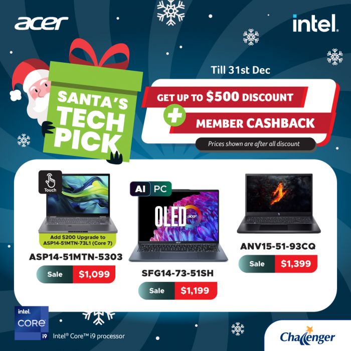 Challenger Acer Christmas Promotion: Save Big on Gaming Laptops & PCs (until 31 Dec 2024) Challenger Acer Christmas Promotion: Save Big on Gaming Laptops & PCs (until 31 Dec 2024)