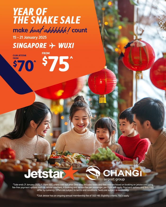Jetstar CNY Sale 2025: Fly from $70! Limited Time Flight Deals (15 Jan 2025 - 21 Jan 2025) Jetstar CNY Sale 2025: Fly from $70! Limited Time Flight Deals (15 Jan 2025 - 21 Jan 2025)