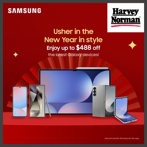 Harvey Norman Samsung Galaxy Promotion: Save Up to $488 (until 6 Feb 2025) Harvey Norman Samsung Galaxy Promotion: Save Up to $488 (until 6 Feb 2025)