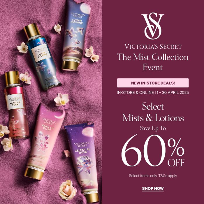 Victoria’s Secret Mists & Lotions Sale – Save Up to 60% from 1–30 April 2025 Victoria’s Secret Mists & Lotions Sale – Save Up to 60% from 1–30 April 2025