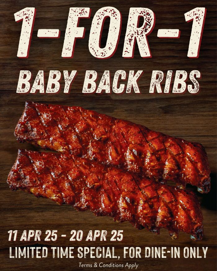 Morganfield’s 1-for-1 Baby Back Ribs Deal Is Back – Enjoy Double the Flavor at Suntec City (11–20 Apr 2025) Morganfield’s 1-for-1 Baby Back Ribs Deal Is Back – Enjoy Double the Flavor at Suntec City (11–20 Apr 2025)