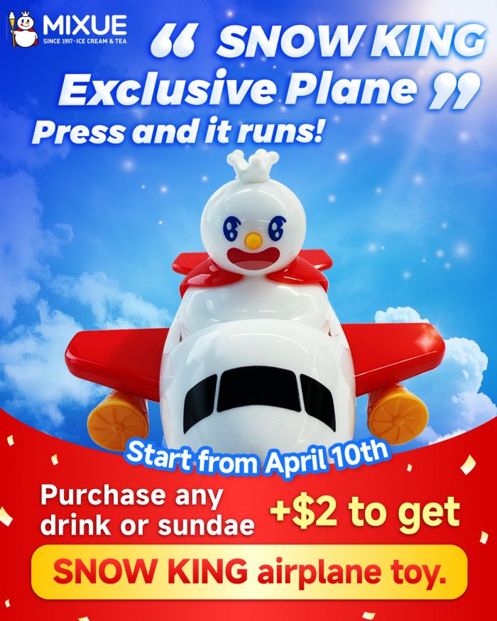 Mixue Snow King Plane Toy Promotion – Get the Exclusive Toy for Just $2 with Any Drink or Sundae Mixue Snow King Plane Toy Promotion – Get the Exclusive Toy for Just $2 with Any Drink or Sundae