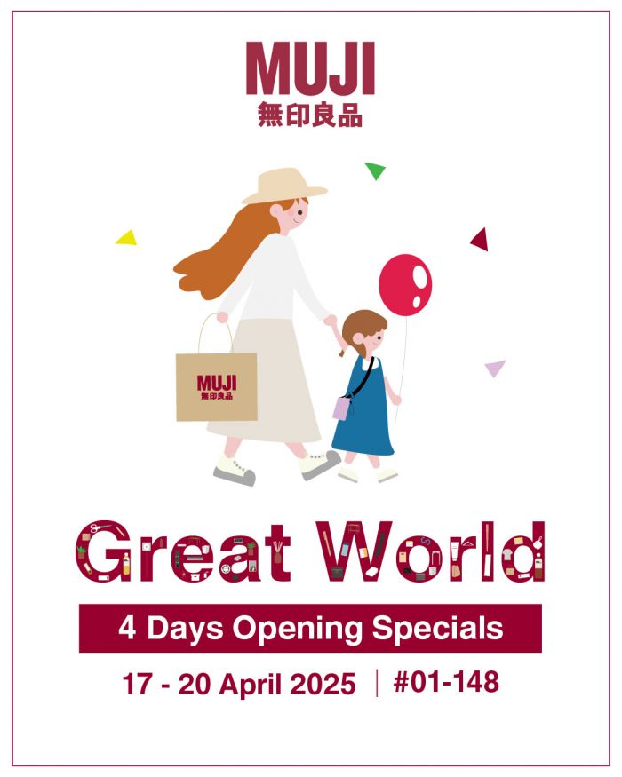 MUJI Great World Opening Promotion – 4 Days Only with Exclusive Deals MUJI Great World Opening Promotion – 4 Days Only with Exclusive Deals