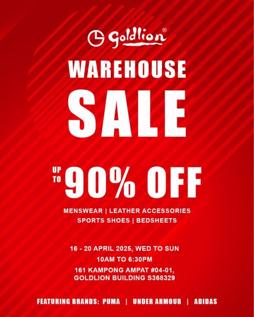 Goldlion Warehouse Sale Up To 90% OFF (16 - 20 Apr 2025) Goldlion Warehouse Sale Up To 90% OFF (16 - 20 Apr 2025)