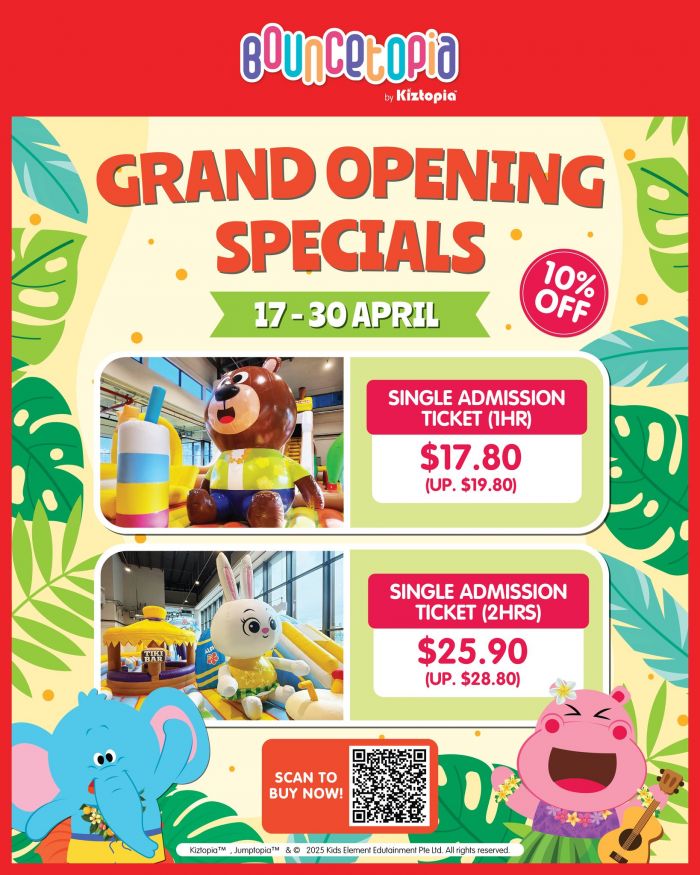 Kiztopia Bouncetopia Tengah Opening Promotion (17 - 30 Apr 2025) Kiztopia Bouncetopia Tengah Opening Promotion (17 - 30 Apr 2025)
