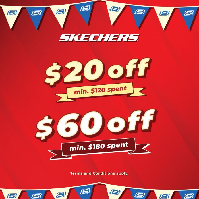 Skechers Sale (until 29 Apr 2025) – Save $60 Instantly with Min. Spend at All Stores Skechers Sale (until 29 Apr 2025) – Save $60 Instantly with Min. Spend at All Stores