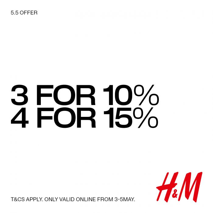 H&M Singapore 5.5 Online Sale is Here! Enjoy Up to 15% OFF This Long Weekend (3-5 May 2025)! H&M Singapore 5.5 Online Sale is Here! Enjoy Up to 15% OFF This Long Weekend (3-5 May 2025)!