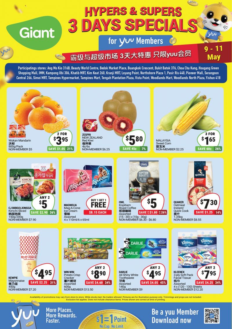 Giant 3 Days Yuu Members Promotion (9–11 May 2025): Exclusive Deals Across Singapore Giant 3 Days Yuu Members Promotion (9–11 May 2025): Exclusive Deals Across Singapore