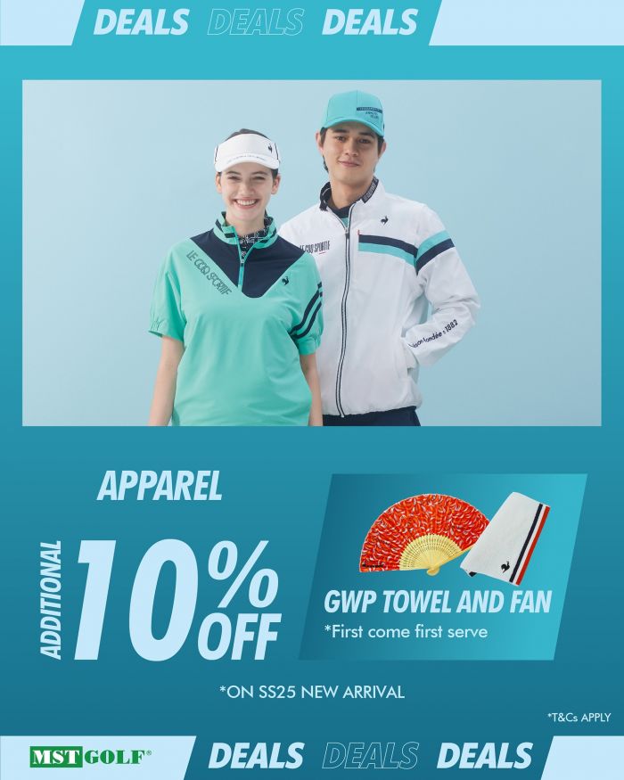 Enjoy 10% Off MST Golf Le Coq Sportif SS25 Apparel + FREE Gifts! Enjoy 10% Off MST Golf Le Coq Sportif SS25 Apparel + FREE Gifts!