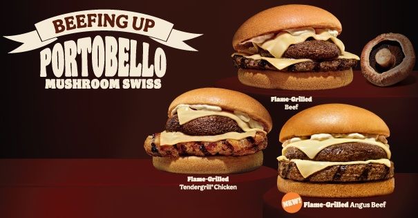 Burger King Portobello Mushroom Swiss Burger – New Angus Beef & Mushroom Combo Burger King Portobello Mushroom Swiss Burger – New Angus Beef & Mushroom Combo