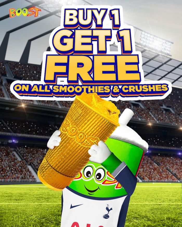 Boost Juice Singapore: Unbeatable Buy 1 Get 1 Free Promotion This Weekend! Boost Juice Singapore: Unbeatable Buy 1 Get 1 Free Promotion This Weekend!
