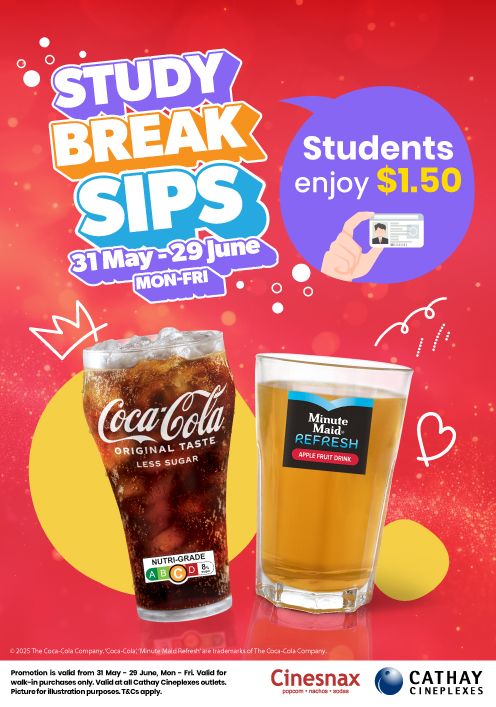 Cathay Cineplexes Study Break Sips Promo – $1.50 Drinks for Students (31 May – 29 June 2025) Cathay Cineplexes Study Break Sips Promo – $1.50 Drinks for Students (31 May – 29 June 2025)