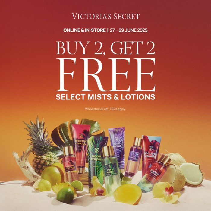 Victoria's Secret Buy 2 Get 2 FREE Selected Mists & Lotions Promotion (27-29 Jun 2025) Victoria's Secret Buy 2 Get 2 FREE Selected Mists & Lotions Promotion (27-29 Jun 2025)