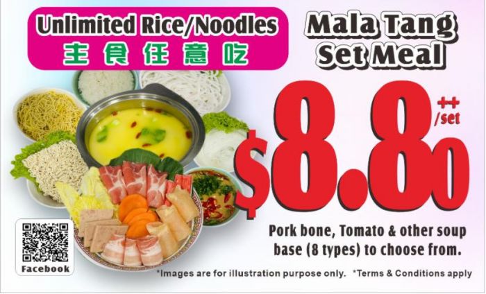 Shi Li Fang $8.80 Mala Tang Set Meal: Unlimited Rice & Noodles, 8 Soup Base Choices (Weekdays Before 6pm) Shi Li Fang $8.80 Mala Tang Set Meal: Unlimited Rice & Noodles, 8 Soup Base Choices (Weekdays Before 6pm)