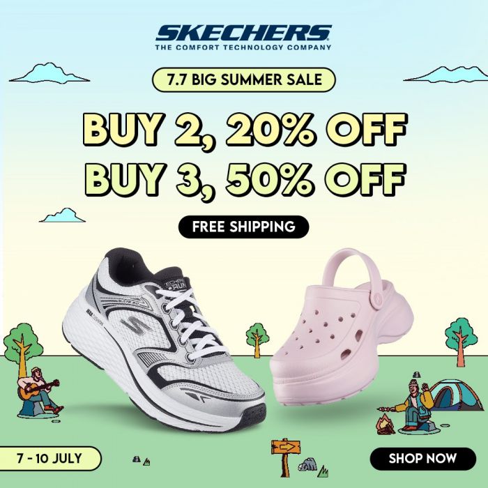 Skechers 7.7 Sale Singapore – Buy 2 Get 20% Off, Buy 3 Get 50% Off (7–10 July 2025) Skechers 7.7 Sale Singapore – Buy 2 Get 20% Off, Buy 3 Get 50% Off (7–10 July 2025)