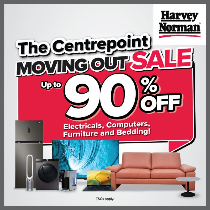 Harvey Norman Centrepoint Moving Out Sale: Up to 90% OFF Appliances, Electronics & Furniture Harvey Norman Centrepoint Moving Out Sale: Up to 90% OFF Appliances, Electronics & Furniture