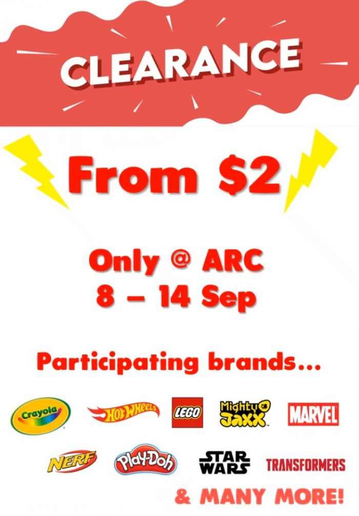 Toys R Us Clearance Sale at ARC: Toys From $2 | 8-14 September 2025 Toys R Us Clearance Sale at ARC: Toys From $2 | 8-14 September 2025