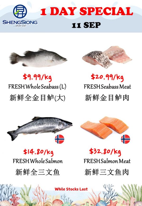Sheng Siong Seafood Promotion: 1 Day Fresh Fish & Salmon Deals | 11 Sep 2025 Sheng Siong Seafood Promotion: 1 Day Fresh Fish & Salmon Deals | 11 Sep 2025