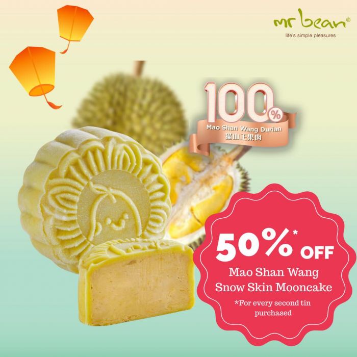 Mr Bean Mid-Autumn Promotion - Mao Shan Wang Durian Snow Skin Mooncake 2nd tin 50% OFF Mr Bean Mid-Autumn Promotion - Mao Shan Wang Durian Snow Skin Mooncake 2nd tin 50% OFF