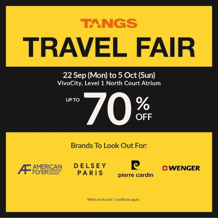 TANGS Travel Fair Sale Singapore: Up to 70% Off Luggage (22 Sep – 5 Oct 2025) TANGS Travel Fair Sale Singapore: Up to 70% Off Luggage (22 Sep – 5 Oct 2025)