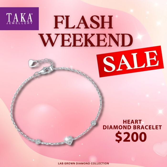 TAKA Jewellery Flash Weekend Sale - Heart Diamond Bracelet for $200 TAKA Jewellery Flash Weekend Sale - Heart Diamond Bracelet for $200
