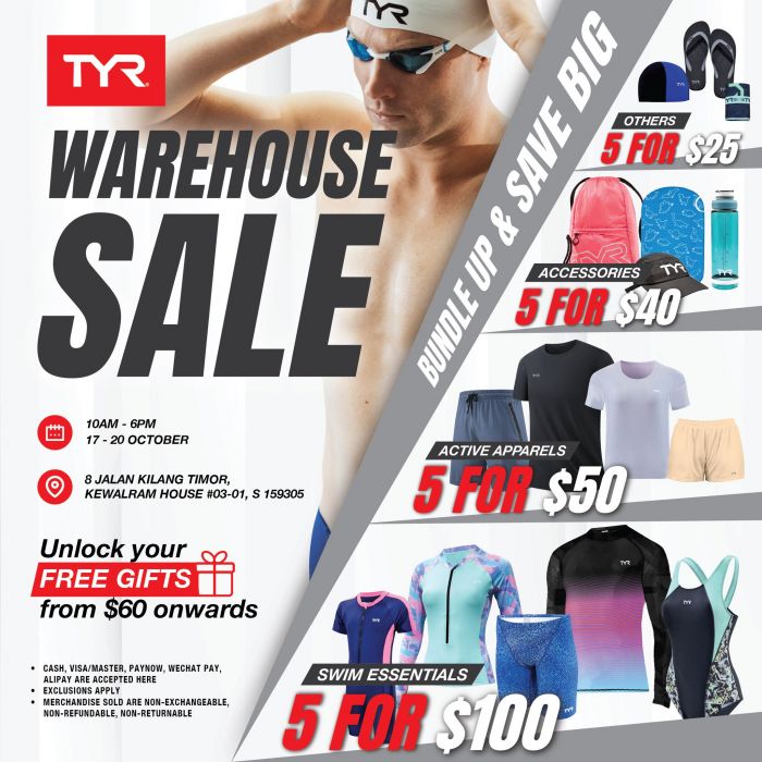 TYR Biggest Bundle Warehouse Sale: Up to 80% Off Swimwear & Gear (17–20 Oct 2025) TYR Biggest Bundle Warehouse Sale: Up to 80% Off Swimwear & Gear (17–20 Oct 2025)