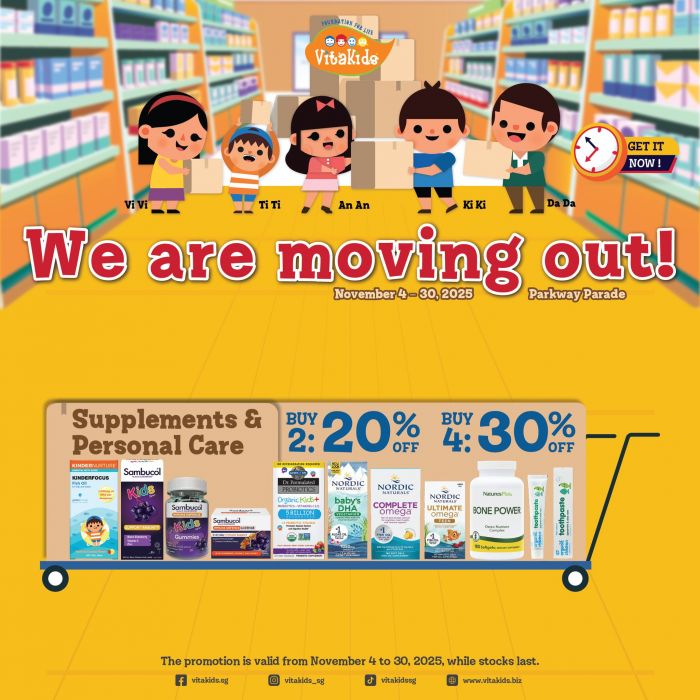 VitaKids Parkway Parade Moving Out Sale: Up to 30% Off Supplements & More (4–30 Nov 2025) VitaKids Parkway Parade Moving Out Sale: Up to 30% Off Supplements & More (4–30 Nov 2025)