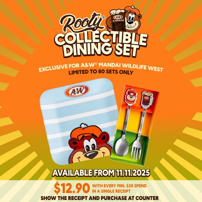A&W Rooty Collectible Dining Set: Exclusive Mandai Wildlife West Offer (Available From 11 Nov 2025) A&W Rooty Collectible Dining Set: Exclusive Mandai Wildlife West Offer (Available From 11 Nov 2025)