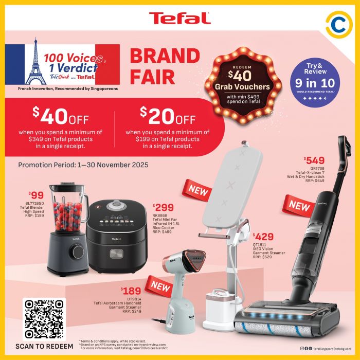 Courts Tefal Brand Fair Sale: Up to $40 Off & Deals (1–30 Nov 2025) Courts Tefal Brand Fair Sale: Up to $40 Off & Deals (1–30 Nov 2025)
