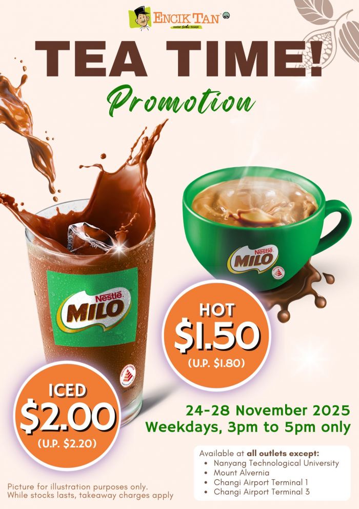 Encik Tan Tea Time Promotion: Milo Hot & Iced Deals (24–28 Nov 2025) Encik Tan Tea Time Promotion: Milo Hot & Iced Deals (24–28 Nov 2025)