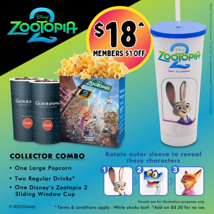 Golden Village Zootopia 2 Collector Combo: Exclusive Movie Combo Deal (Nov 2025) Golden Village Zootopia 2 Collector Combo: Exclusive Movie Combo Deal (Nov 2025)