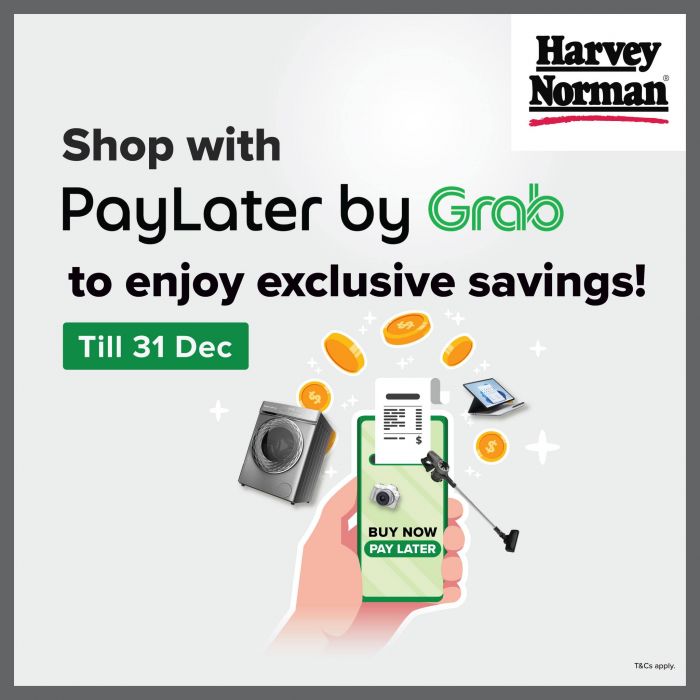 Harvey Norman PayLater by Grab Up To $60 OFF Promotion (until 31 Dec 2025) Harvey Norman PayLater by Grab Up To $60 OFF Promotion (until 31 Dec 2025)
