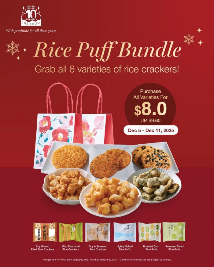 Chateraise Rice Puff Bundle Promotion: 6-Variety Rice Crackers Deal (5-11 Dec 2025) Chateraise Rice Puff Bundle Promotion: 6-Variety Rice Crackers Deal (5-11 Dec 2025)