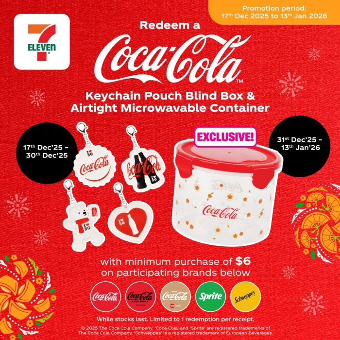 7-Eleven FREE Coca-Cola Blind Box Keychain Pouch & Airtight Microwavable Container Promotion (17 Dec 2025 - 13 Jan 2026) 7-Eleven FREE Coca-Cola Blind Box Keychain Pouch & Airtight Microwavable Container Promotion (17 Dec 2025 - 13 Jan 2026)