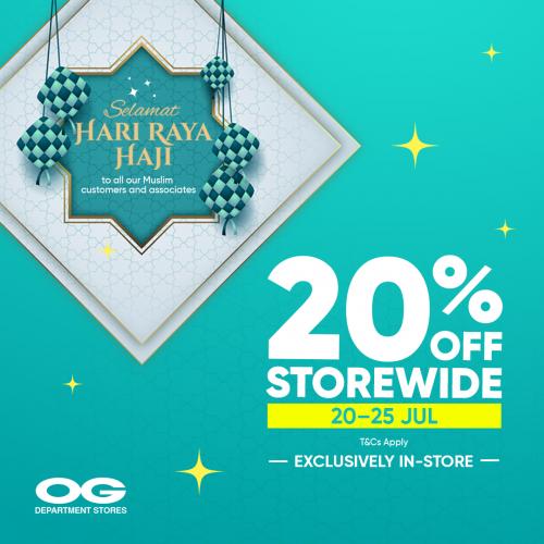OG Hari Raya Haji Storewide 20% OFF Promotion (20 Jul 2021 - 25 Jul 2021) OG Hari Raya Haji Storewide 20% OFF Promotion (20 Jul 2021 - 25 Jul 2021)