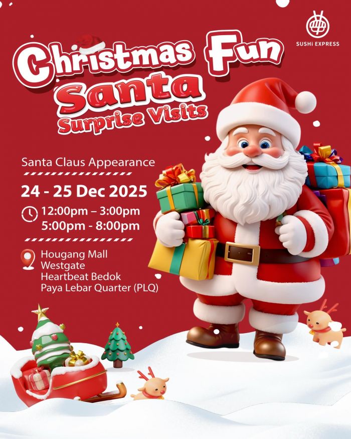 Sushi Express Christmas Fun Santa Surprise Visits: Santa Claus Appearance (24-25 Dec 2025) Sushi Express Christmas Fun Santa Surprise Visits: Santa Claus Appearance (24-25 Dec 2025)