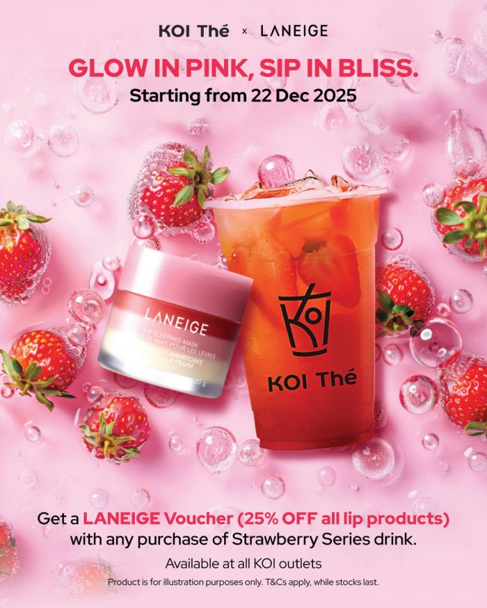 KOI Thé x LANEIGE Voucher Promotion: 25% Off All Lip Products with Strawberry Series Drink (From 22 Dec 2025) KOI Thé x LANEIGE Voucher Promotion: 25% Off All Lip Products with Strawberry Series Drink (From 22 Dec 2025)